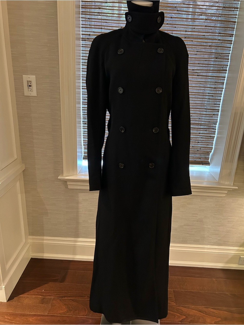 Ann Demeulemeester Long Black Double-Breasted Maxi Dress Coat